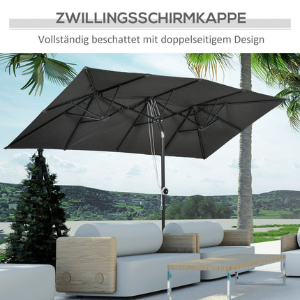 Double canopy patio umbrella, adjustable tilt, 150 x 295 cm