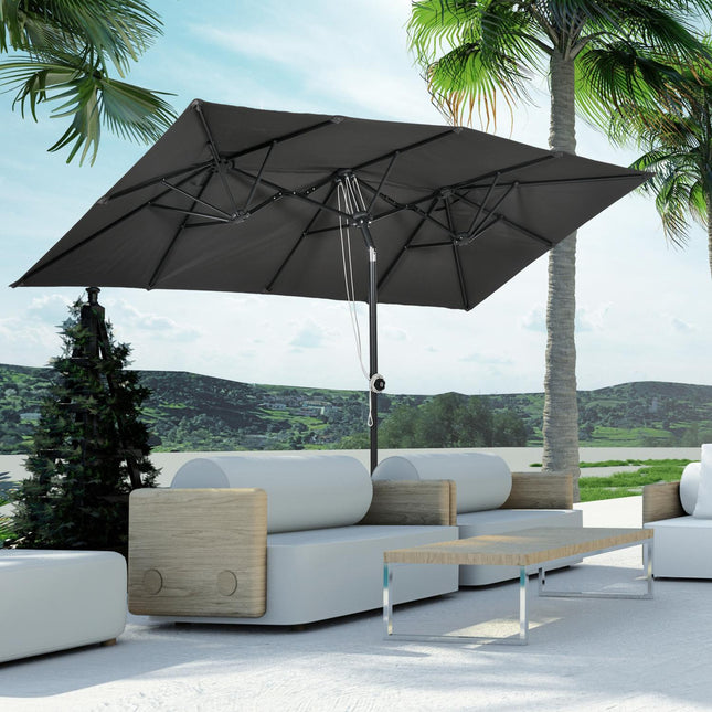 Double canopy patio umbrella, adjustable tilt, 150 x 295 cm