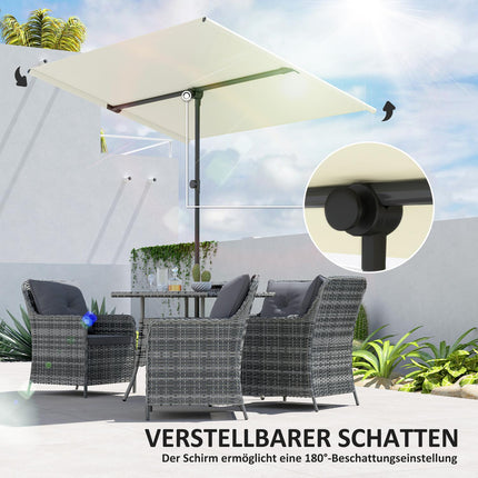 Beige Swivel Parasol, 180° Sun protection, 150x205 cm