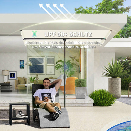 Beige Swivel Parasol, 180° Sun protection, 150x205 cm