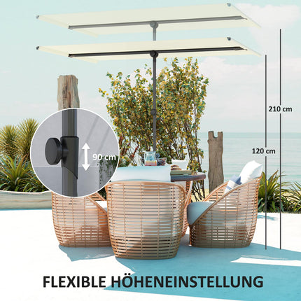 Beige Swivel Parasol, 180° Sun protection, 150x205 cm