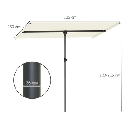 Beige Swivel Parasol, 180° Sun protection, 150x205 cm