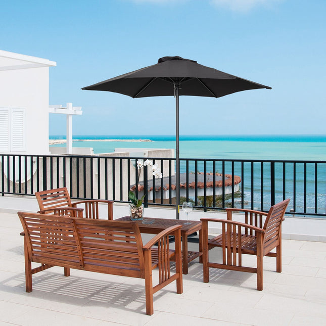 Hexagonal Parasol Ø196 cm, Rotating, Windproof, Black