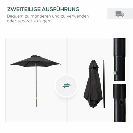 Hexagonal Parasol Ø196 cm, Rotating, Windproof, Black
