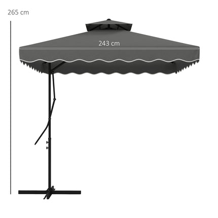 Square Balcony parasol, 243cm, UV protection, Dark grey