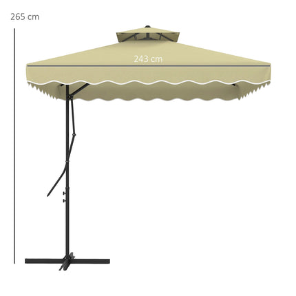 Cantilever Parasol 243x243cm with UV protection & Double roof