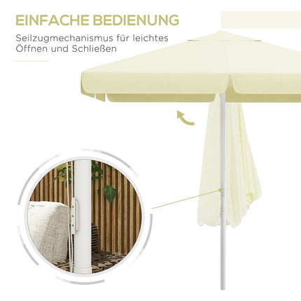 Height adjustable 2.5 m Beige aluminum parasol for balcony