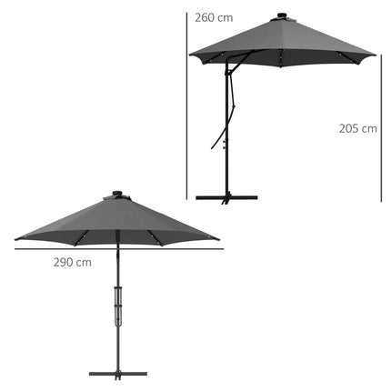 Cantilever Parasol Ø290 Cm – UV protection, LED, dark grey