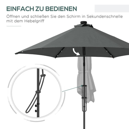 Cantilever Parasol Ø290 Cm – UV protection, LED, dark grey