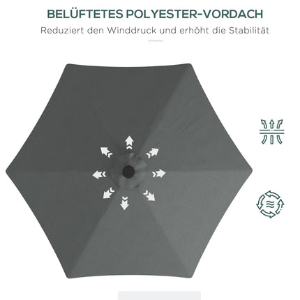 Cantilever Parasol Ø290 Cm – UV protection, LED, dark grey