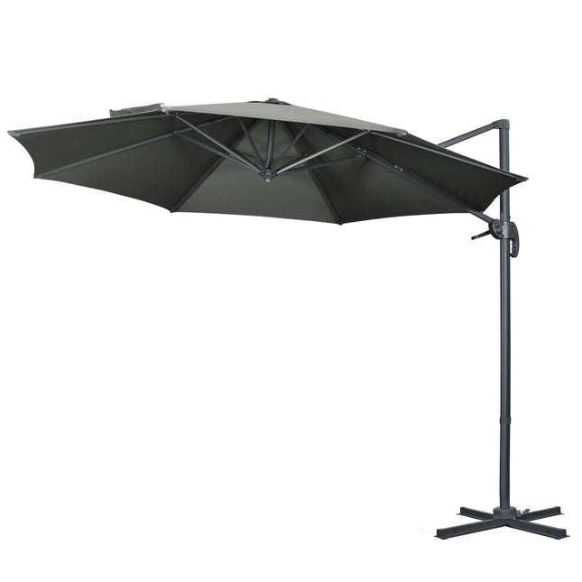Rotating Cantilever Parasol, 294x294 cm, Grey, Aluminum Stand
