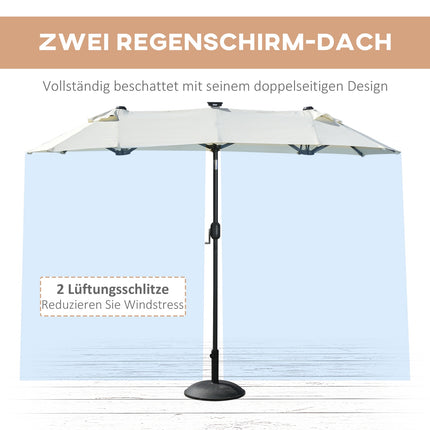 Garden double parasol with LED & adjustable tilt, Beige