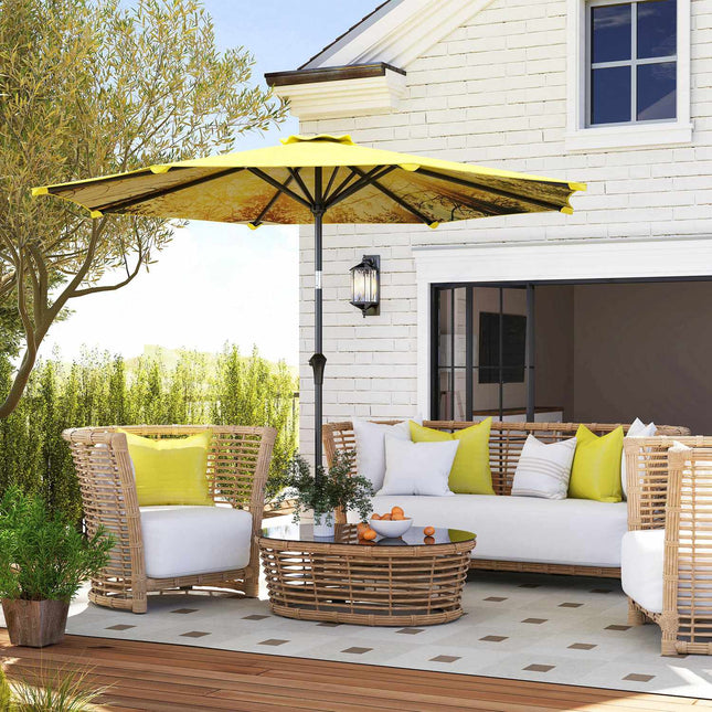 Yellow Octagonal 300cm Parasol - Windproof sun protection