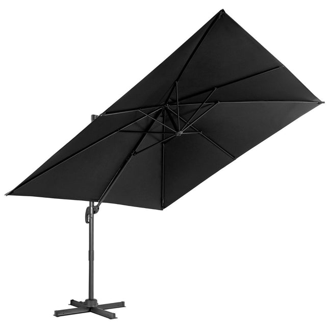 Parasol 300 x 300 cm square cantilever umbrella with crank black