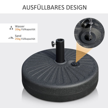 Parasol Base 22 Kg, Cement, Black - Fits Ø38/48 Mm