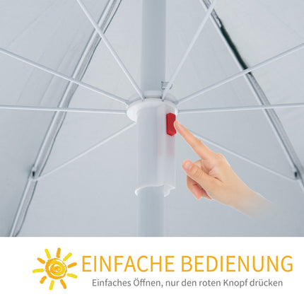 Beach umbrella with side wall, blue polyester, 2.2m
