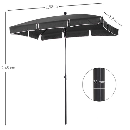 Beach umbrella parasol, UV protection, foldable, grey-black