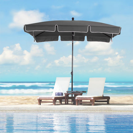 Beach umbrella parasol, UV protection, foldable, grey-black