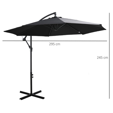 Cantilever Parasol with crank, Steel frame, Black, Ø3x2.5M