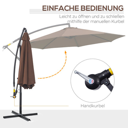 Cantilever Parasol with crank, Coffee Ø3x2.5M
