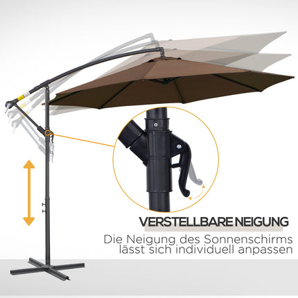 Cantilever Parasol with crank, Coffee Ø3x2.5M