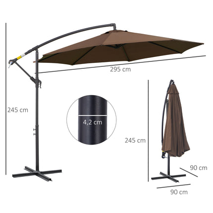 Cantilever Parasol with crank, Coffee Ø3x2.5M