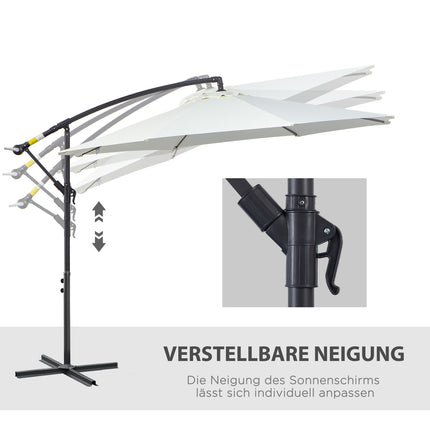Cantilever Parasol, Crank lift, Steel frame, Cream Ø3x2.5M