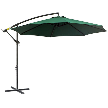 Cantilever parasol with crank, steel & green polyester