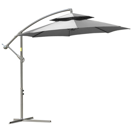 Cantilever parasol, 2.67m, double roof, polyester grey
