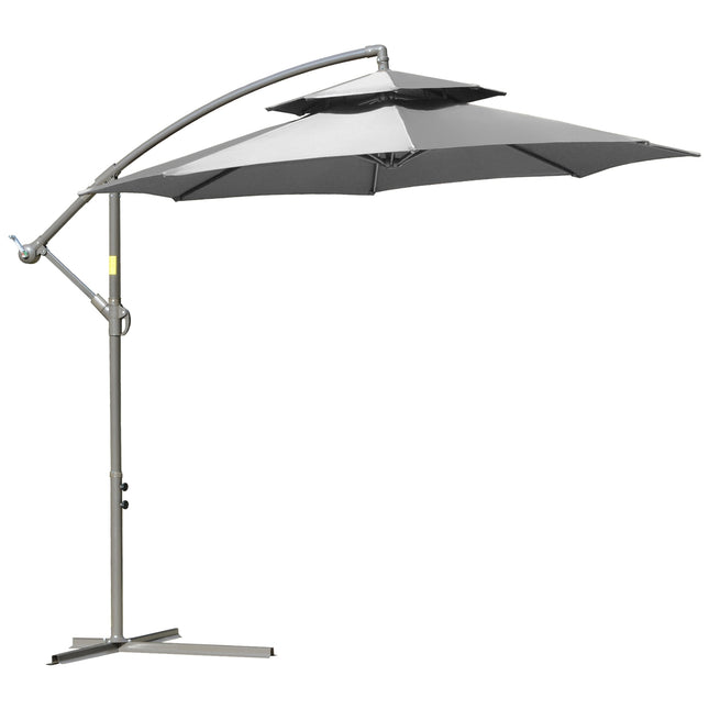 Cantilever parasol, 2.67m, double roof, polyester grey