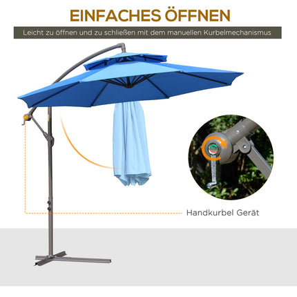 Cantilever umbrella, 2.67 m, double roof, UV protection