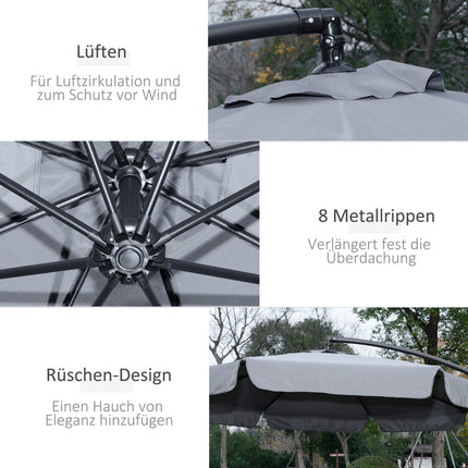 Cantilever garden umbrella, hand crank, dark gray - Ø2.65M