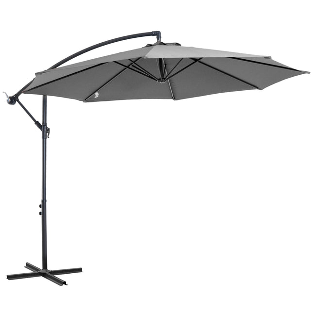 Parasol Crank Umbrella, Grey, Ø2.95x2.45M, Steel frame