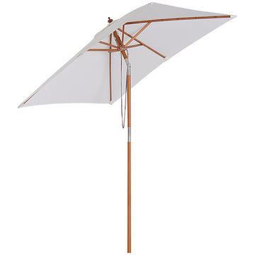 Folding garden parasol, adjustable, cream white, spruce wood