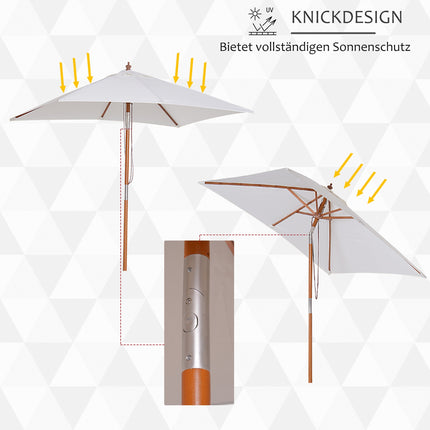 Folding garden parasol, adjustable, cream white, spruce wood