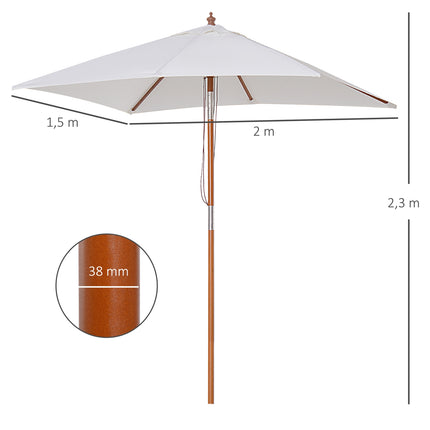 Folding garden parasol, adjustable, cream white, spruce wood