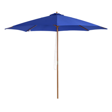 Cantilever Balcony Parasol 300 Cm, Bamboo, Blue