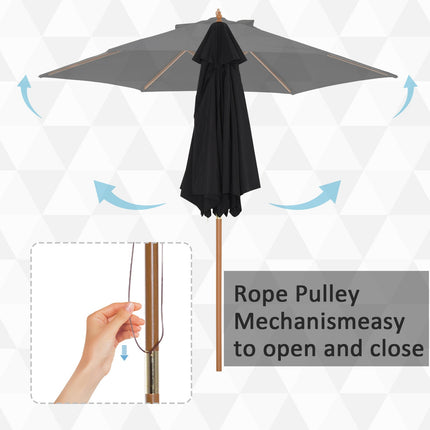 Black 3-tier garden parasol, sunshade, bamboo frame