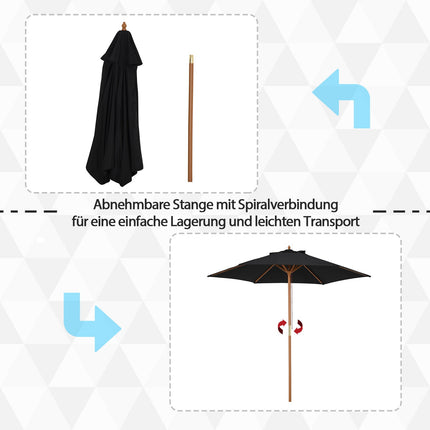 Black 3-tier garden parasol, sunshade, bamboo frame