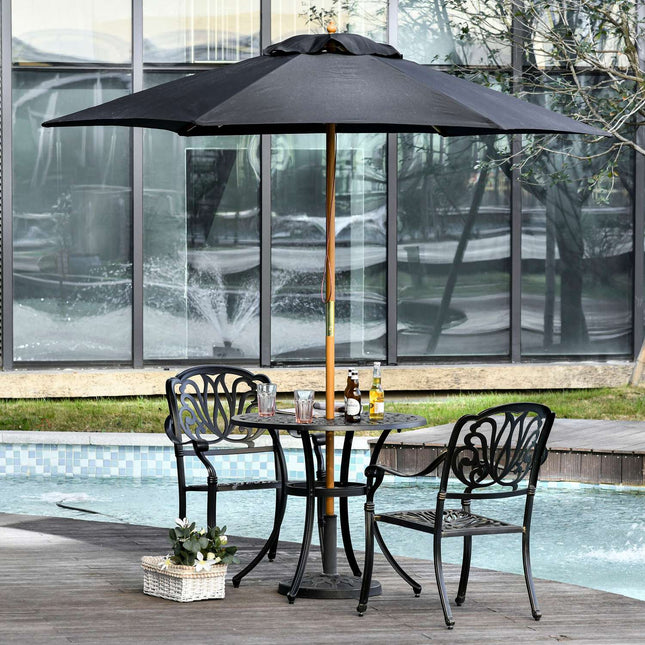 Black 3-tier garden parasol, sunshade, bamboo frame