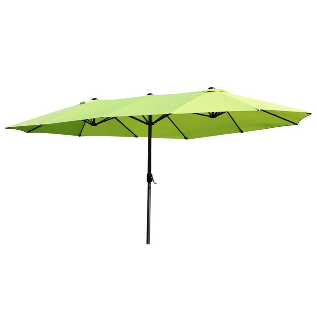 Green Double Parasol Garden Umbrella, Hand Crank, Oval 460x270 Cm