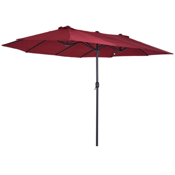 Burgundy Oval Garden Parasol, 460x270x240cm, Hand Crank