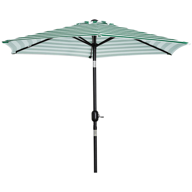 Green Stripe Steel Garden Parasol - Ø230 x 216 cm