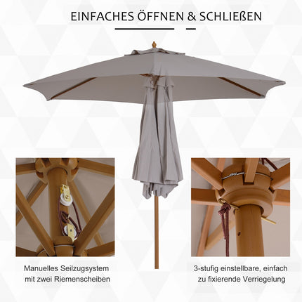 Garden parasol, 3-layer sun protection, bamboo, Ø2.5x2.3 M