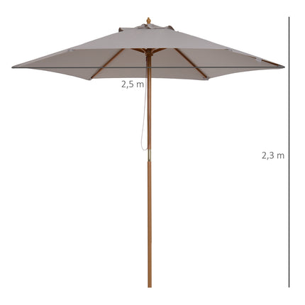 Garden parasol, 3-layer sun protection, bamboo, Ø2.5x2.3 M