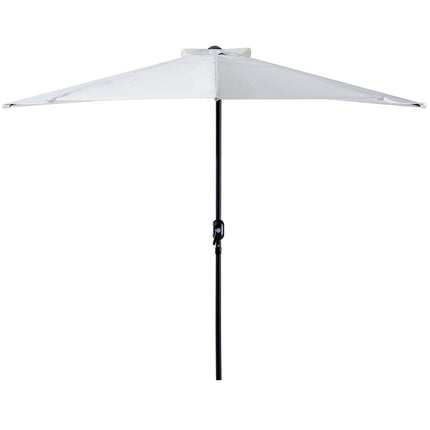 Semi-round crank parasol, metal frame, cream & black