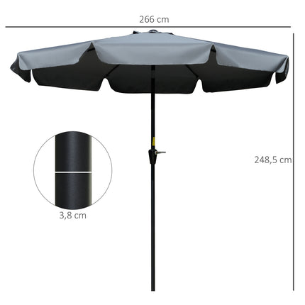 Patio umbrella, UV protection, 2.66 m diameter, dark grey
