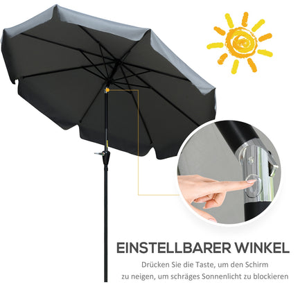 Patio umbrella, UV protection, 2.66 m diameter, dark grey