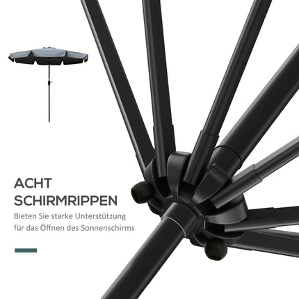 Patio umbrella, UV protection, 2.66 m diameter, dark grey