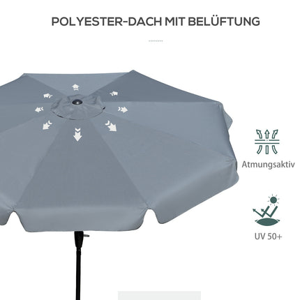 Patio umbrella, UV protection, 2.66 m diameter, dark grey